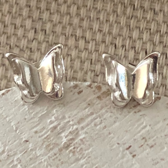 Dainty Sterling Silver Butterfly Earrings - Picture 3 of 5